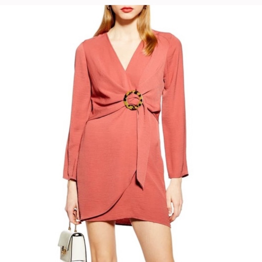 TopShop Peach Tortoise Shell Belted Dress.
